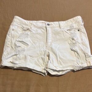 Arizona Jean Company White Distressed Jean Shorts